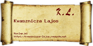 Kvasznicza Lajos névjegykártya